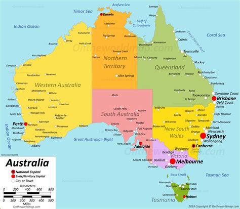 map of australia with cities.